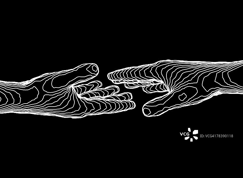 双手互相接触的地形浮雕图片素材