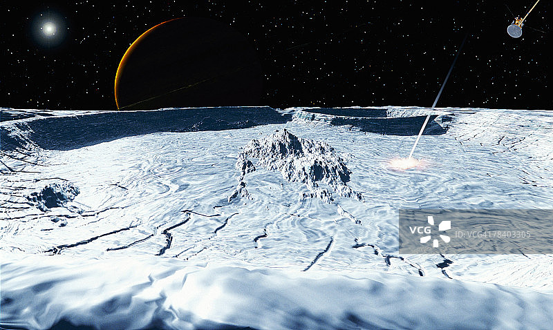 陨石对土卫五的撞击图片素材