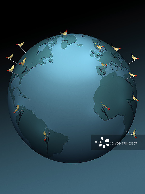 地球仪上的目的地标记图片素材