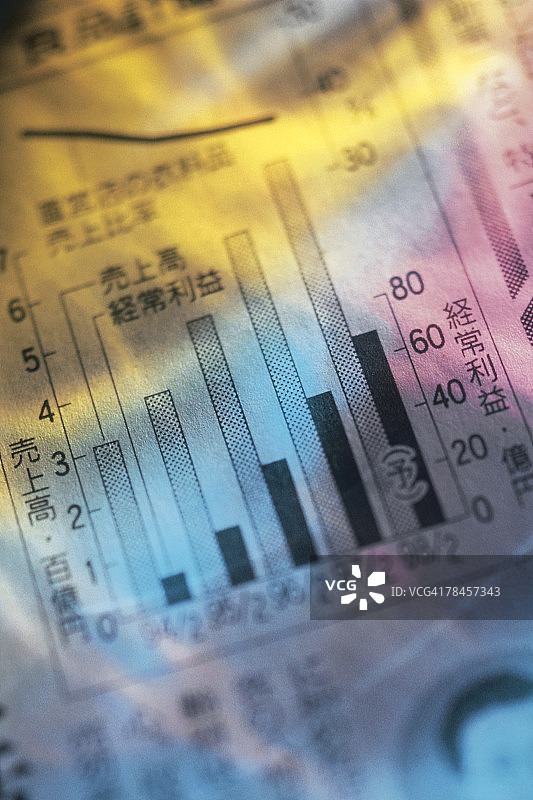 亚洲报纸上的图表图片素材