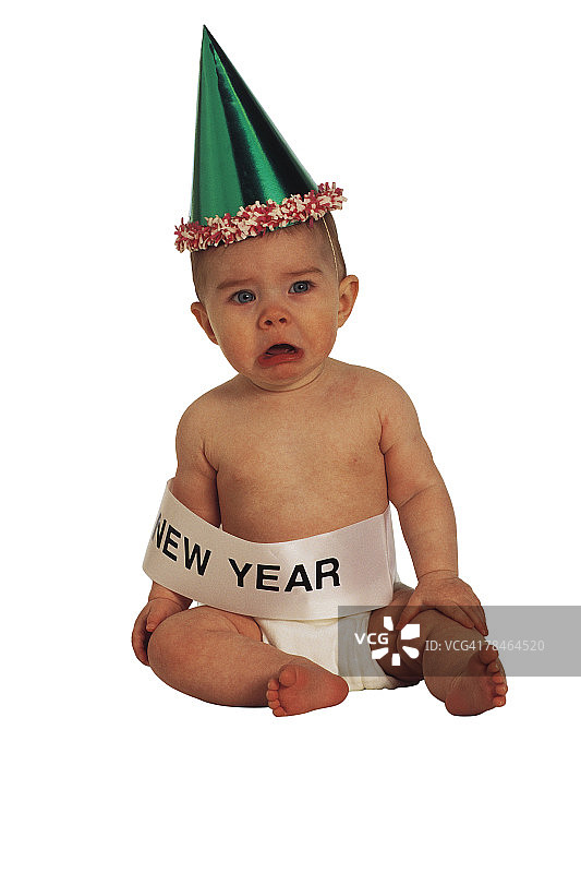 新年哭泣的婴儿图片素材
