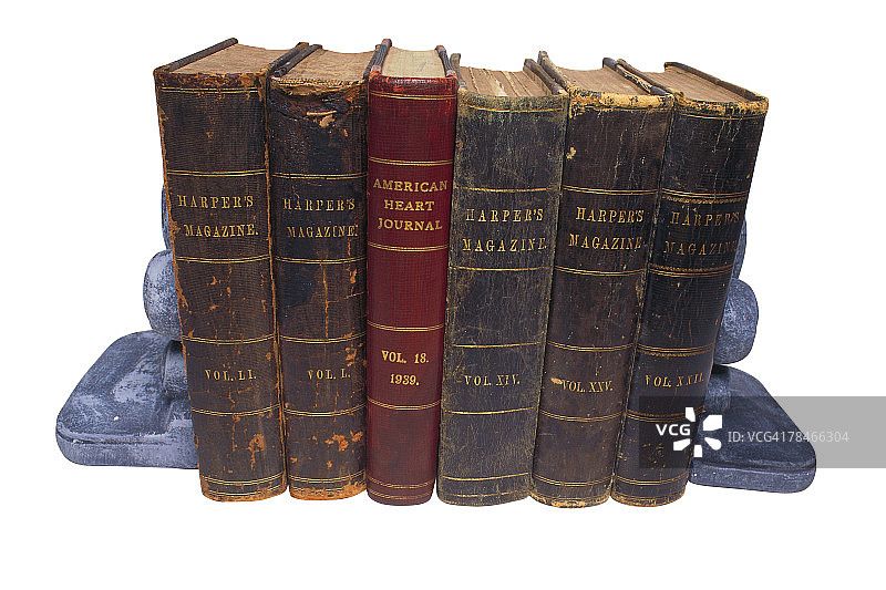 书挡之间的旧书图片素材