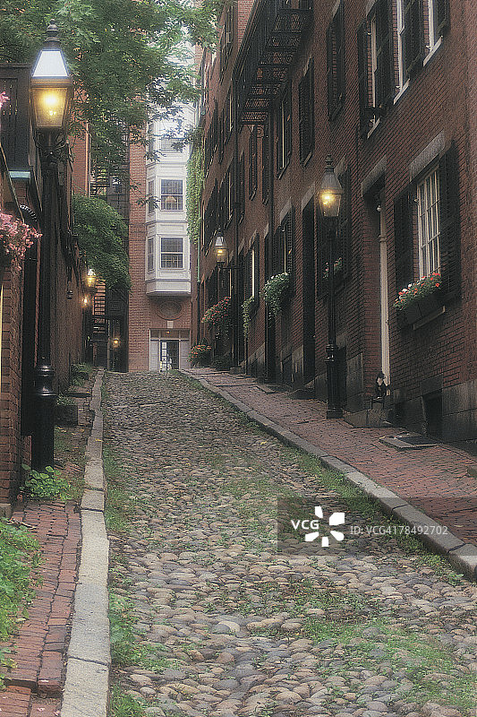 灯塔山的鹅卵石街道图片素材