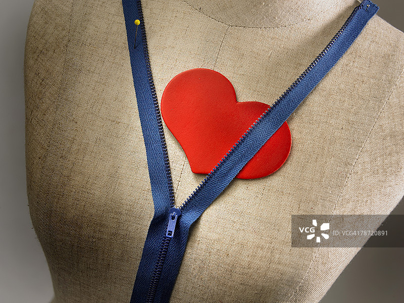 拉开拉链，展现爱心图片素材