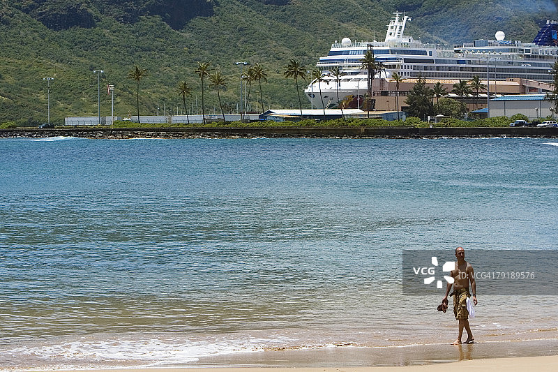 在美国夏威夷群岛海滩公园的游客图片素材