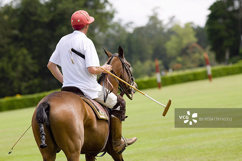 男子打马球的背影图片素材