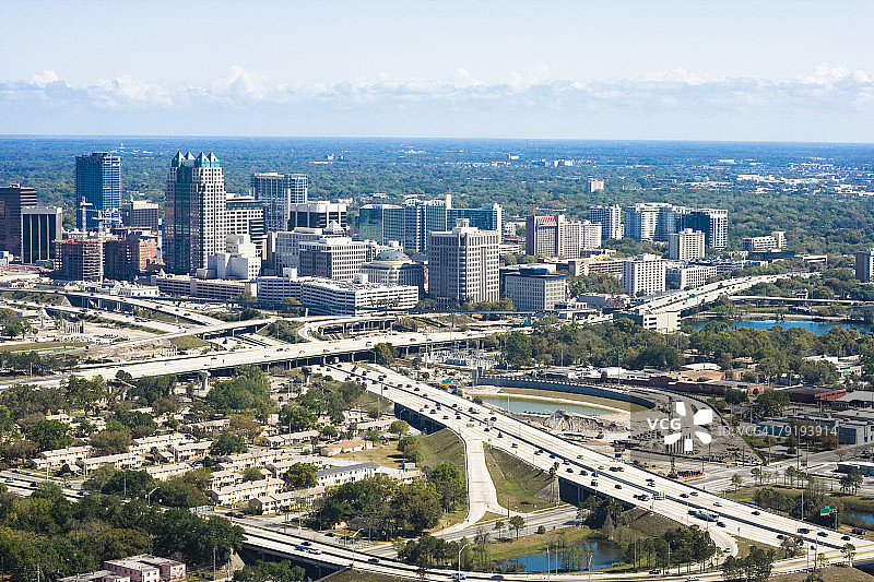 美国佛罗里达州奥兰多市的建筑物航拍图片素材