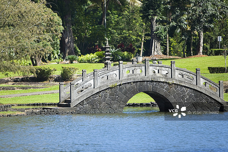 公园池塘：夏威夷希洛莉莉乌卡拉尼公园和花园，美国图片素材