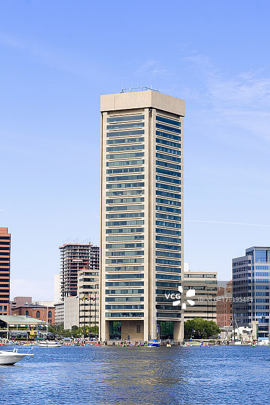 美国马里兰州巴尔的摩内港世界贸易中心海滨的建筑图片素材