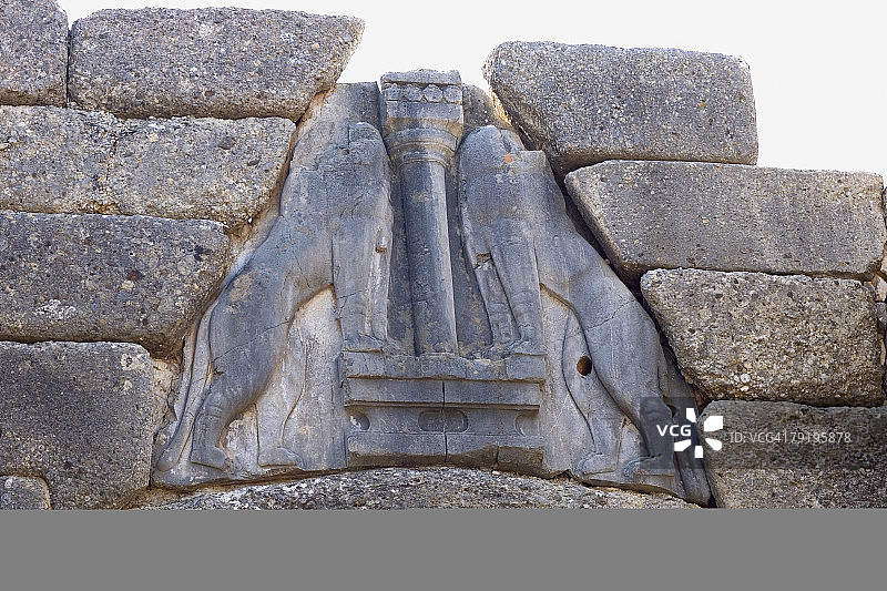 希腊雅典迈锡尼的狮子门高角度景观图片素材