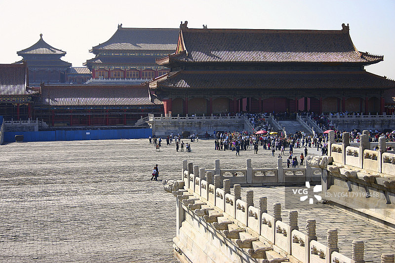 一群人在中国北京故宫前图片素材