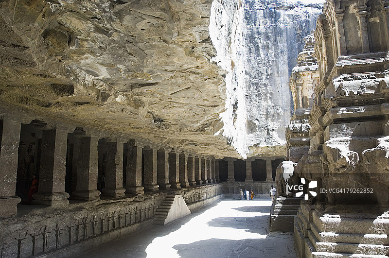 印度马哈拉施特拉邦奥兰加巴德埃洛拉凯拉什神庙的古老遗址图片素材