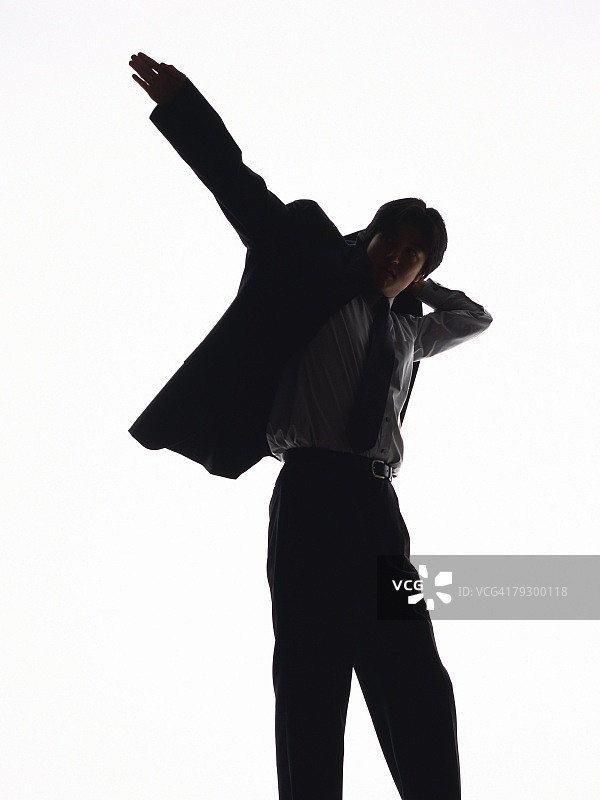 穿外套的商人肖像，侧视图，剪影图片素材