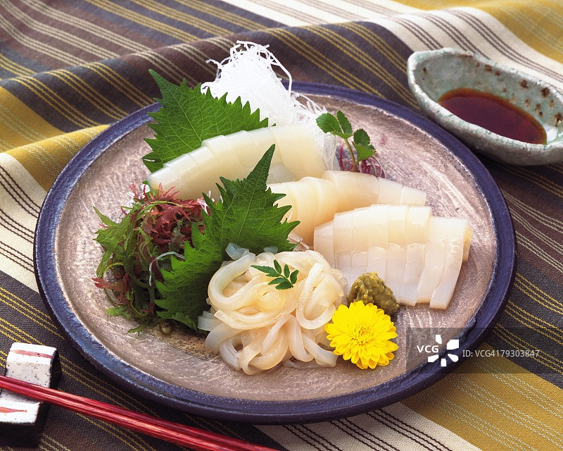 刺身鱿鱼特写图片素材