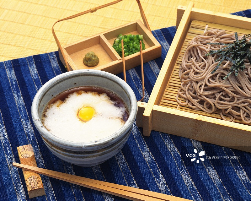 磨芋荞麦面，高角度拍摄图片素材