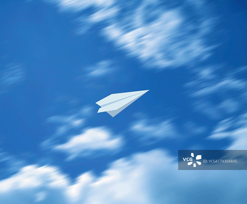 纸飞机，仰视视角，电脑图形，运动模糊图片素材