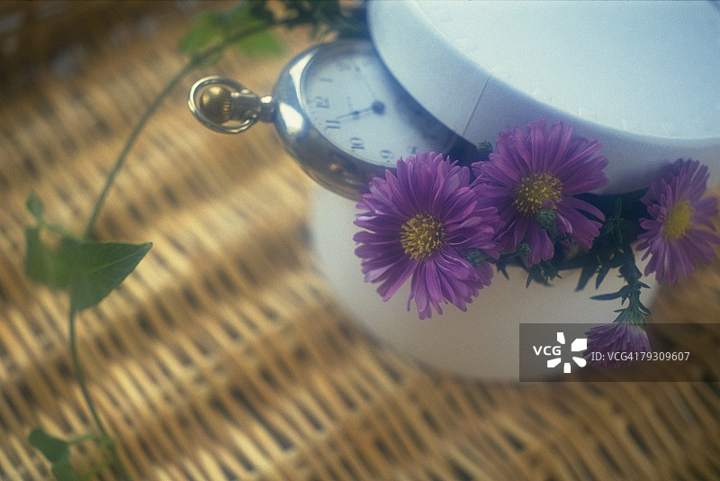 盒子里的花和手表（柔焦）图片素材