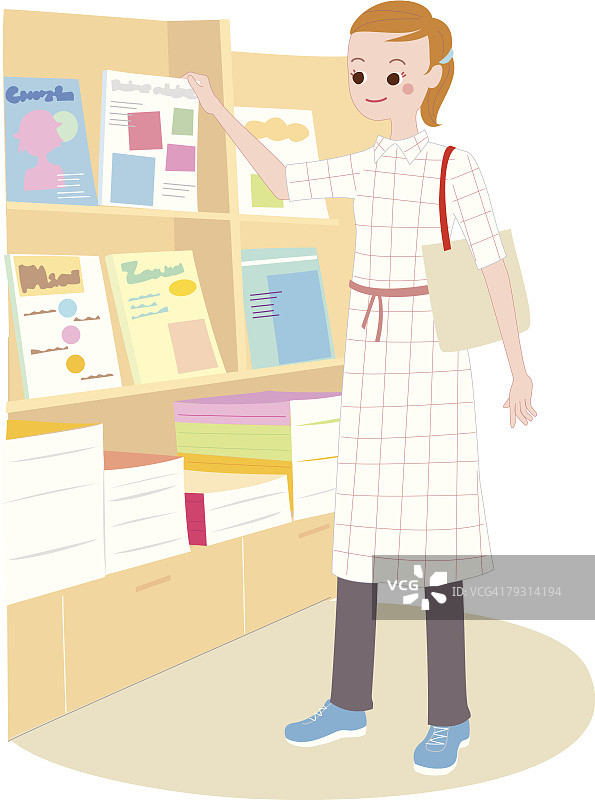 在书店购物，插画技巧图片素材