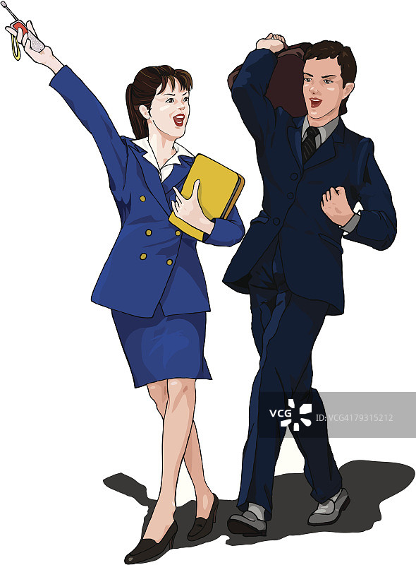 交谈和行走的商人和女人插画图片素材