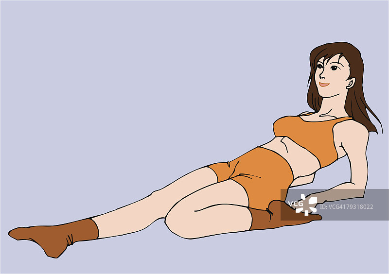 女人躺着伸展身体侧视图图片素材