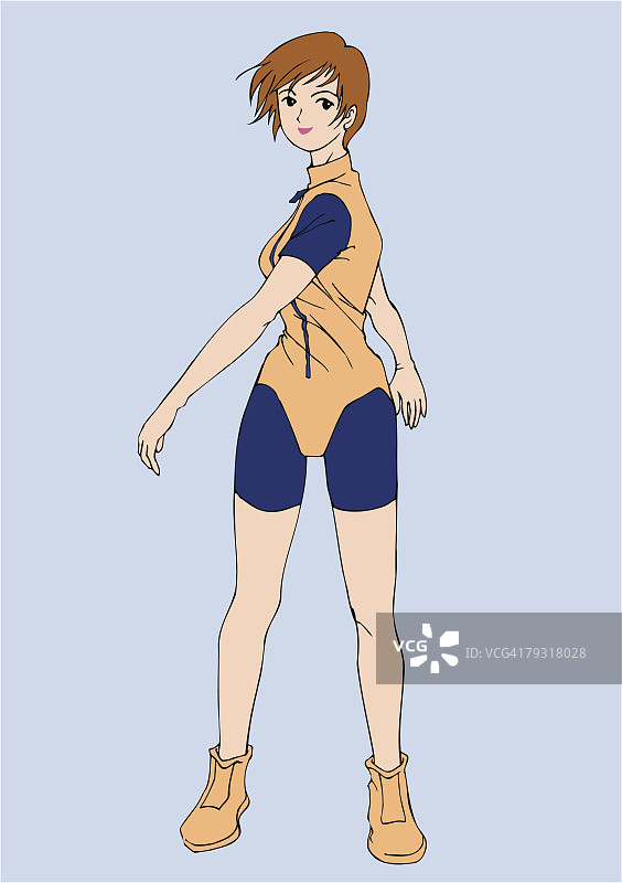 做扭转运动的女人（正面视角）图片素材