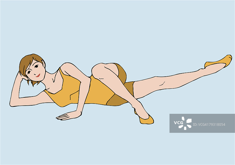 侧卧用右肘支撑头部伸展的女人图片素材