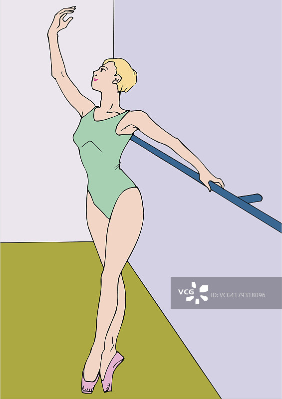 女人做芭蕾练习（正面视角）图片素材