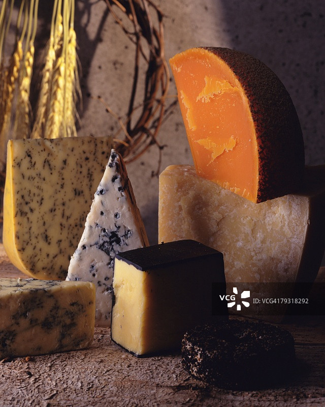 各式奶酪高角度视图图片素材