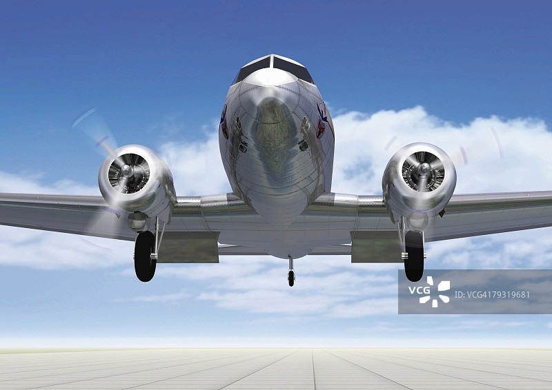 飞机CG插画低角度视图图片素材