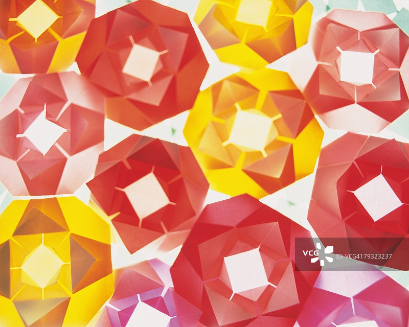 折纸花朵：玫瑰，全画幅，高角度图片素材