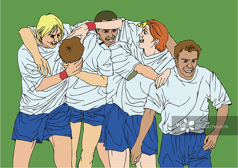 赢得比赛的足球运动员绘画插画图片素材