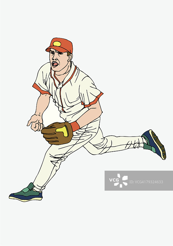 外场手守备绘画，插图图片素材