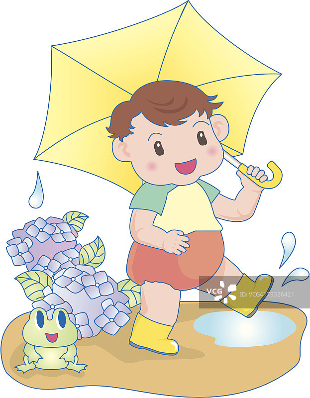 拿着雨伞的男孩图片素材