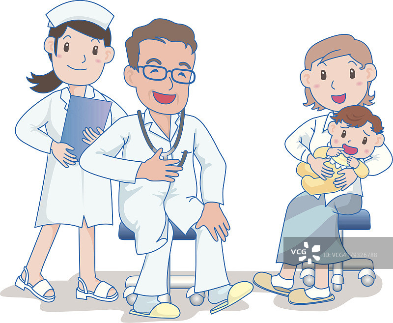 医生和护士，母亲抱着哭泣的婴儿图片素材