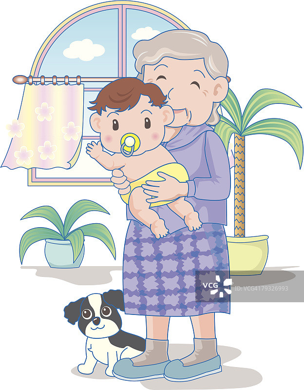 祖母抱着微笑的婴儿图片素材