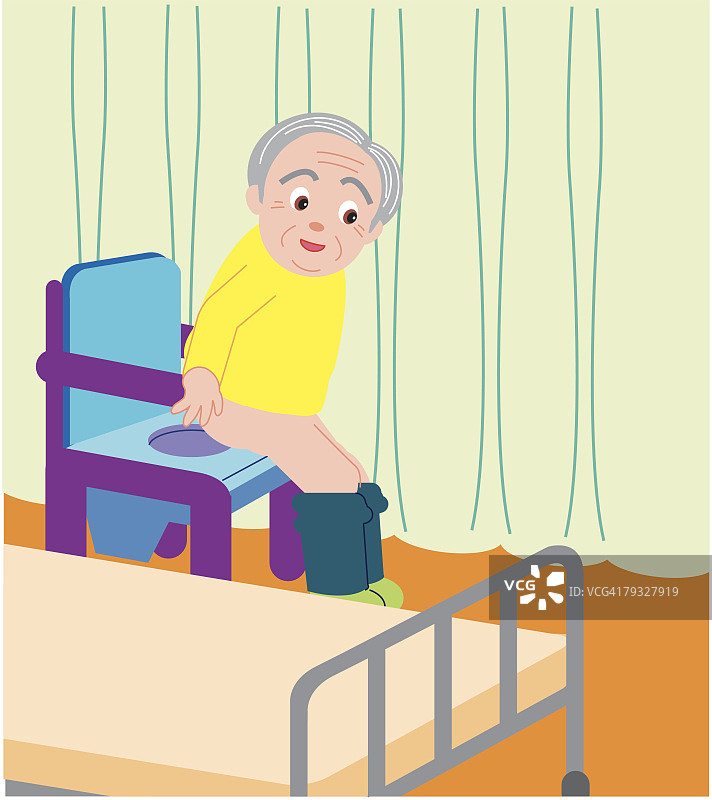 试图坐在房间马桶上的年长男人图片素材