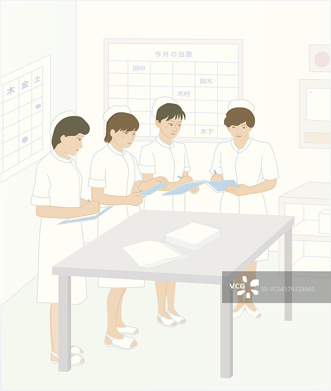 护士制作病历插画图片素材