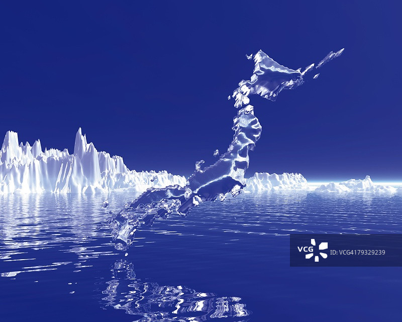日本和冰山水晶地图电脑图形合成图片素材