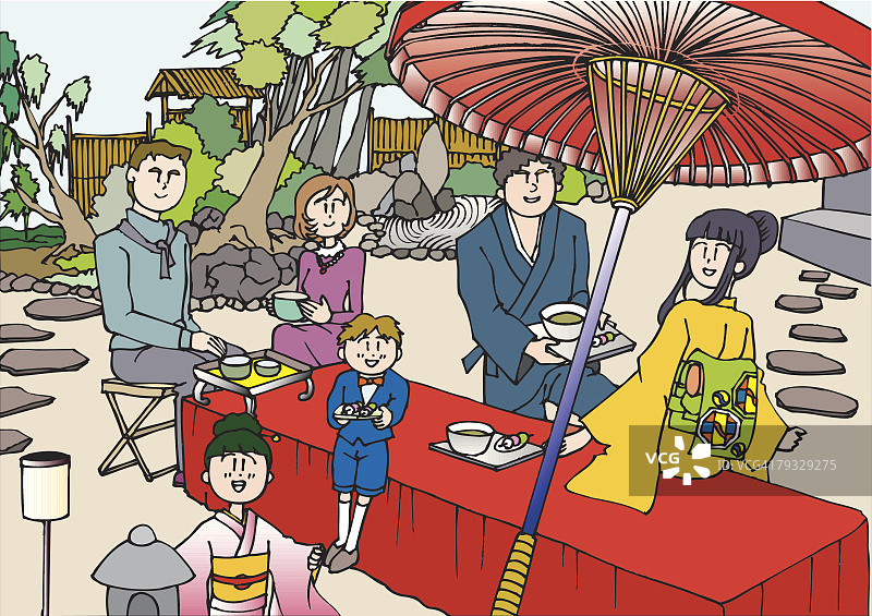 茶馆插画图片素材