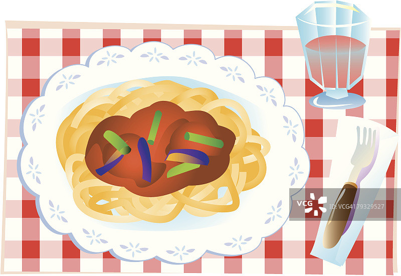 肉酱意面特写插画图片素材