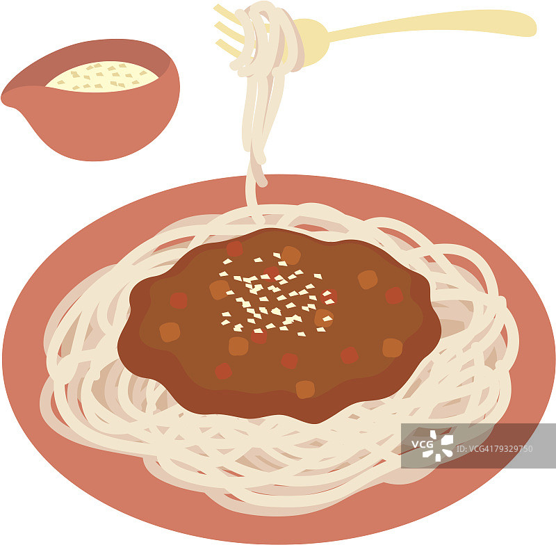 肉酱意面特写插画图片素材