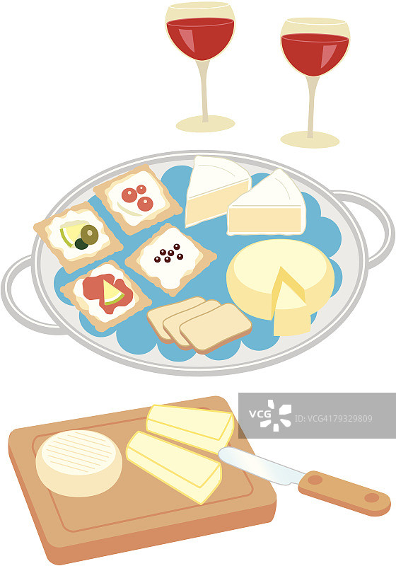 奶酪什锦开胃菜特写插图图片素材
