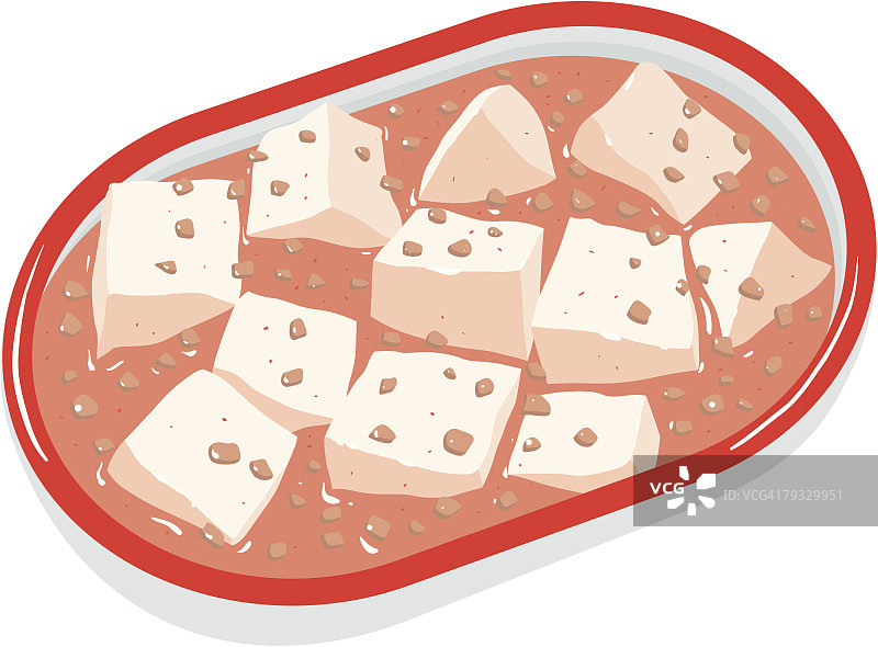 麻婆豆腐特写插画图片素材
