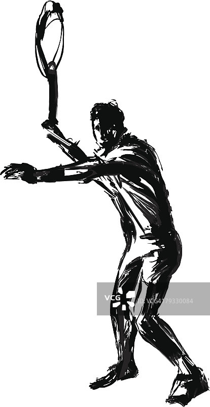 钢笔画网球运动员图片素材