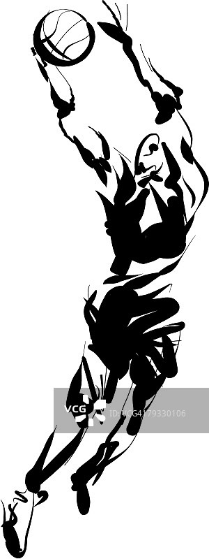 篮球运动员钢笔画图片素材