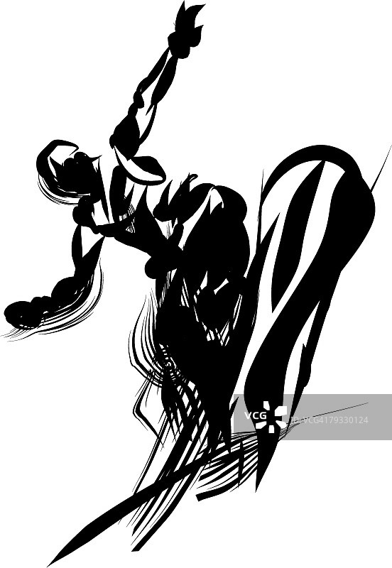 滑雪者，钢笔和墨水图片素材