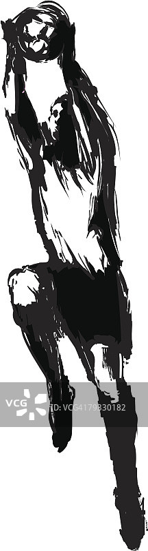 守门员扑救，钢笔画图片素材