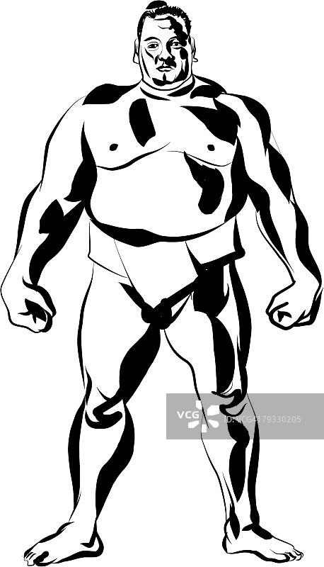 相扑摔跤手钢笔画图片素材