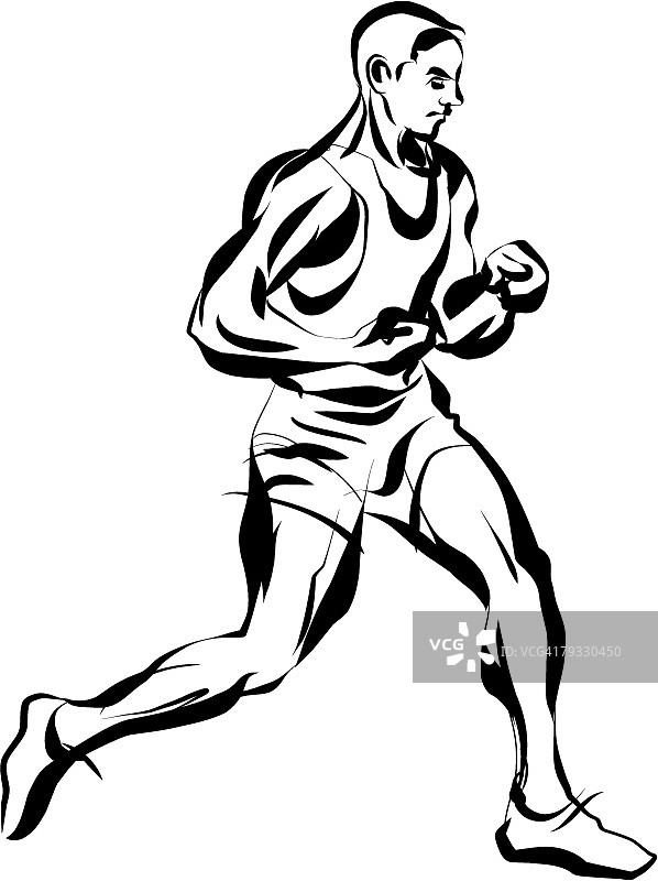 跑步者，笔和墨水图片素材