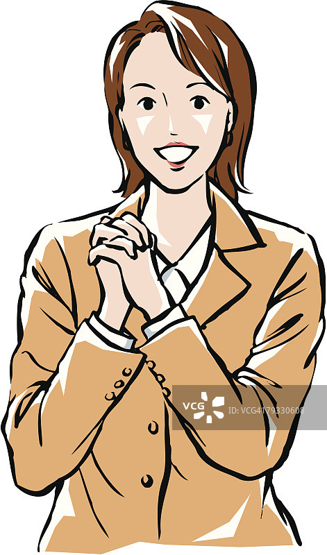 高兴的女商人（正面视角）图片素材